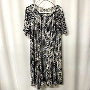 Studio works Womens large  soho lattice dress black white new with tags